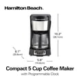thumbnail image 2 of Hamilton Beach 5 Cup Drip Coffee Maker with Easy FrontFill Basket, Compact Design, Programmable Clock, Glass Carafe, Auto Pause and Pour, Black & Sta, 2 of 8