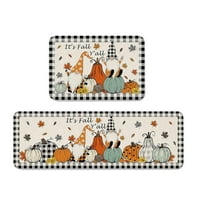 Beautynvta Fall Kitchen Rugs Set of 2, Fall Kitchen Decor, Gnomes Pumpkin Kitchen Mats for Halloween Thanksgiving Kitchen Decor, 15.7''x23.6''-15.7''x47.2''
