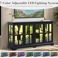 thumbnail image 3 of 59.05" W LED Curio Cabinet with 7 Color Lights, Vintage Glass Display Cabinet with 4 Glass Doors and Adjustable Shelves, Wooden China Case with Smartphone-Controlled for Living Room (Black), 3 of 8