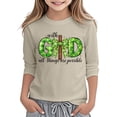 thumbnail image 4 of Toddler Girls' Shirts Long Sleeve Top St. Day Graphic Print Crew Neck Casual Shirt Top Size 4-5T ,Brown, 4 of 4