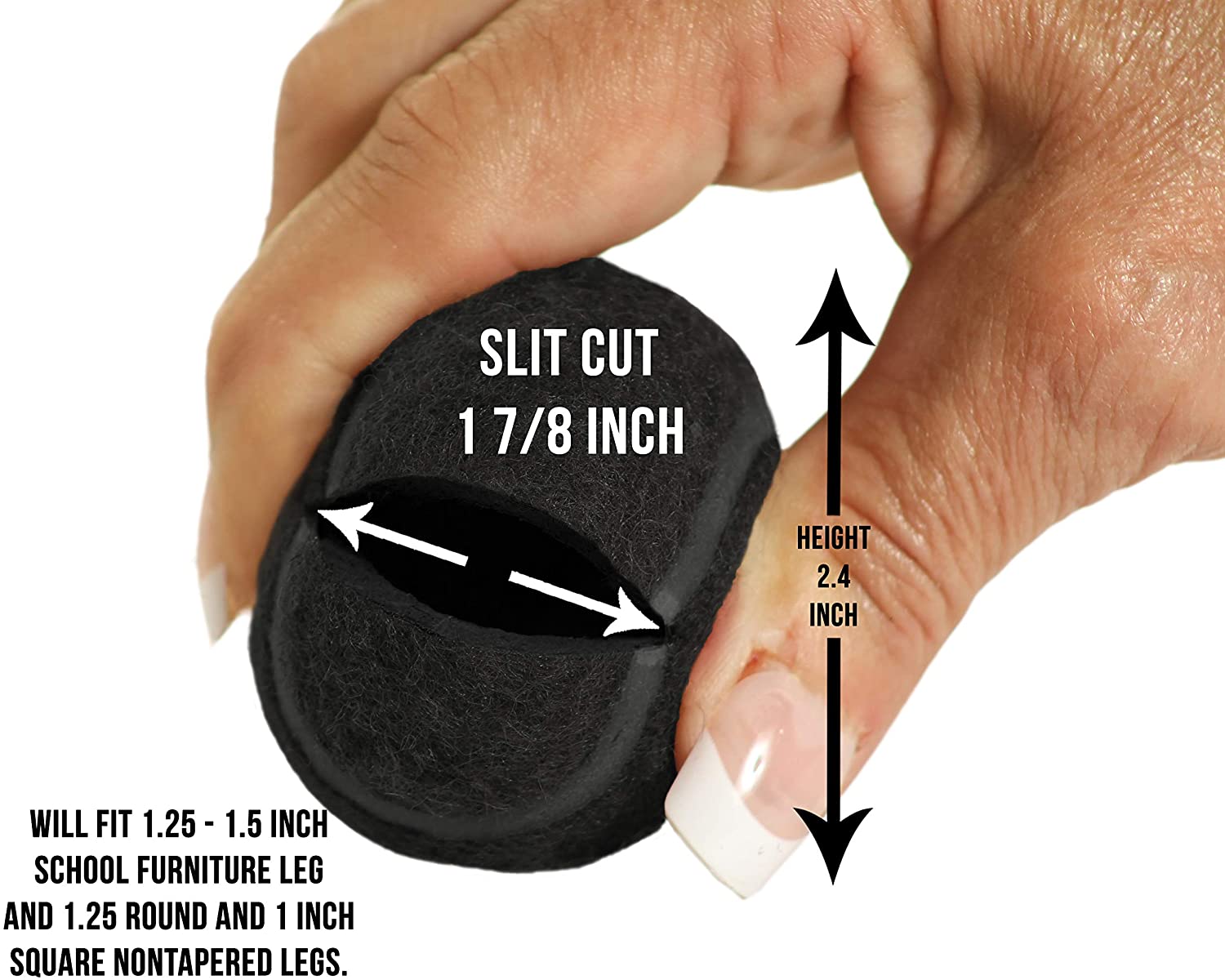 Furniture Footies Small PreCut Tennis Ball Glides for Chairs Desks Tables Stools Walkers Leg Floor Protector Heavy Duty Long Lasting Felt Pad Glide Coverings for Hard Floor Surfaces-2.4 Inch 4 Count