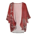 thumbnail image 2 of Hauts d'Été pour Femmes, Cardigans 2024, Blouses Décontractées Élégantes, Blouse Ample à Manches Trois-Quarts Imprimée Florale, Mode Cardigan Rouge, 2 of 5