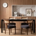 thumbnail image 3 of Guyou Modern Rattan Backrest Dining Chairs Set of 2, Mid-century Farmhouse Linen Upholstered Kitchen Chairs Solid Wood Side Chairs for Kitchen Dining Room Living Room, Charcoal, 3 of 13