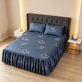 thumbnail image 4 of Linnome Ruffled Bed Skirt with Pillowcases 3 Piece Set Elastic Bed Sheet Bed Cover for Bedroom Decor Machine Washable, 4 of 9