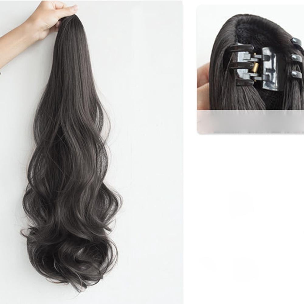 55cm Fashion Synthetic Wigs Claw Clip Natural Curly/Straight Ponytail Grab Wig Women Ponytail Hair Extensions