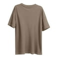 thumbnail image 5 of AKOEE Plus Size T-Shirts for Women Short Sleeve Crewneck Casual Tops Loose Plain Tshirts Summer Basic Tees, Khaki 5XL, 5 of 6