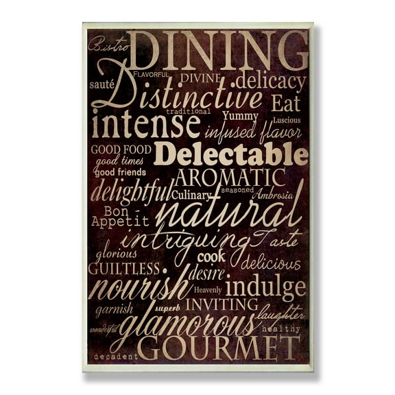 The Stupell Home Decor Collection Dining Words Black Kitchen Oversized Wall Plaque Art, 12.5 x 0.5 x 18.5