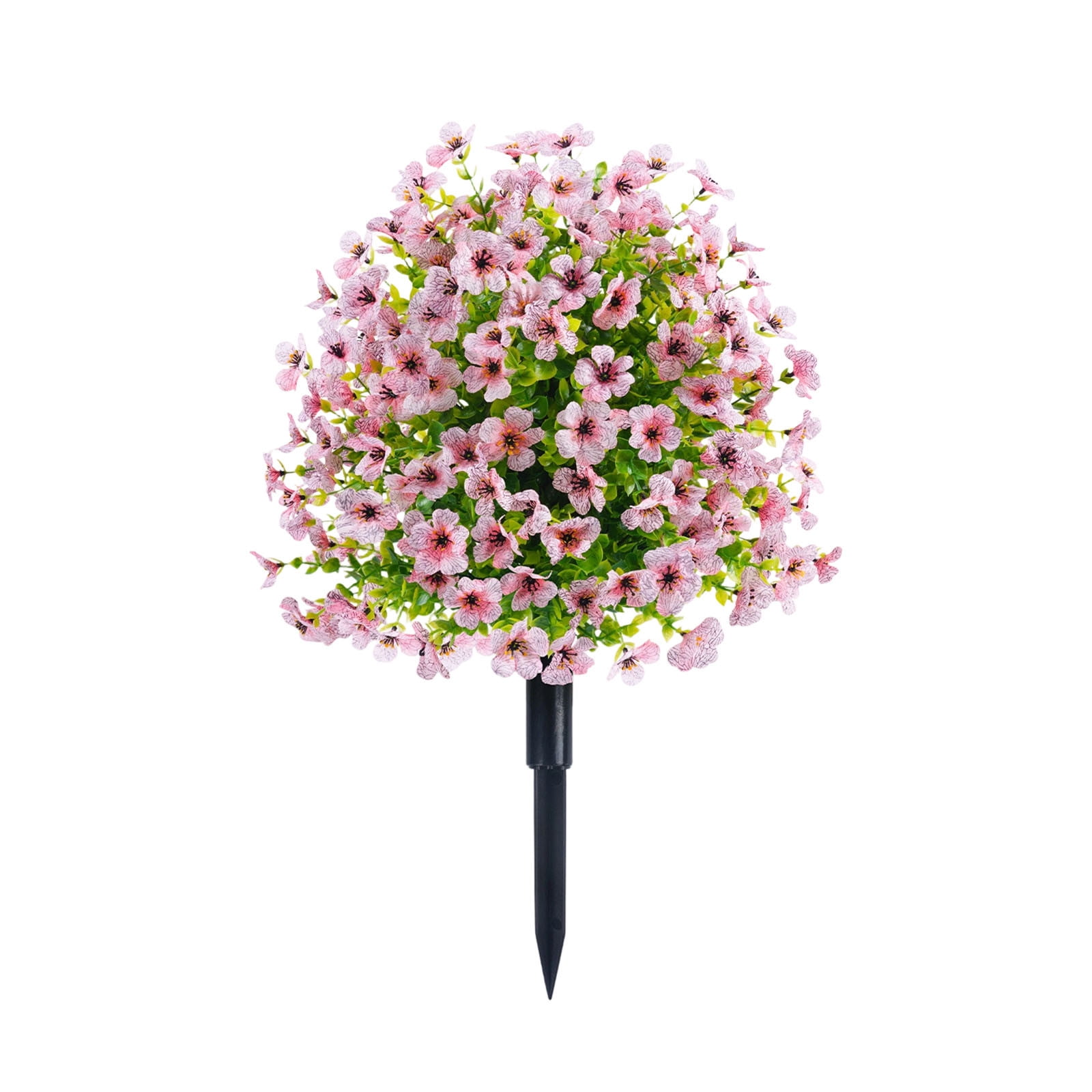 OUGPISTIYK Artificial Violet Ball Topiary Trees with Ground Spikes, 23" Fake Bushes Plants, Fade Resistant Artificial Shrubs Tree for Indoor Outdoor Front Porch Decor (1 Pc, Pink)
