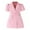 Pink, variant on Kiijoy Toddler Girls Short Sleeve Lapel Dress Solid Color Elegant Suit Dress with Belt