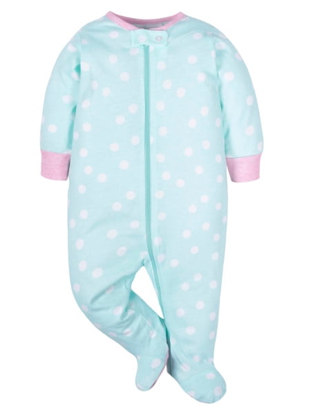 Onesies Brand Baby Girl Sleep 'n Play Footed Pajamas, 4-Pack, Sizes Newborn-6/9 Months