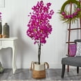 thumbnail image 3 of Nearly Natural 6ft. Artificial Bougainvillea Tree with Handmade Jute & Cotton Basket, Purple, 3 of 4