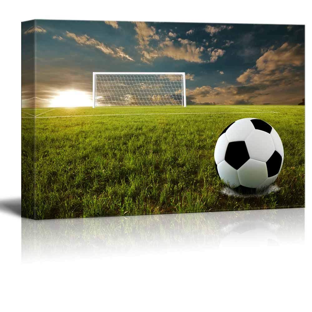 wall26 Canvas Prints Wall Art Close Up of Soccer Ball on an Open