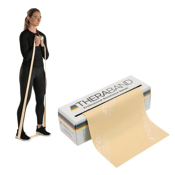 THERABAND Resistance Bands, 6 yd, Tan, Extra Thin Thickness, 2.4 lbs Resistance, Level 1