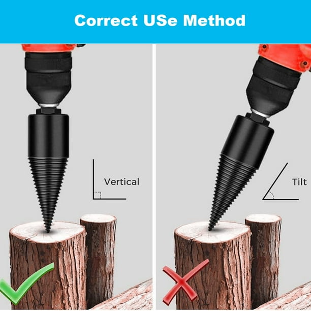Flmtop 32 42mm Wood Electric Drill Bit Log Kindling Firewood Splitter Split Drilling Tool with Square Round Hex Shank for Household Farm Camping