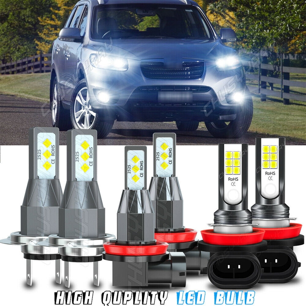 For Hyundai Santa Fe Sport 13-16 LED Headlight Hi-Lo + Fog Light