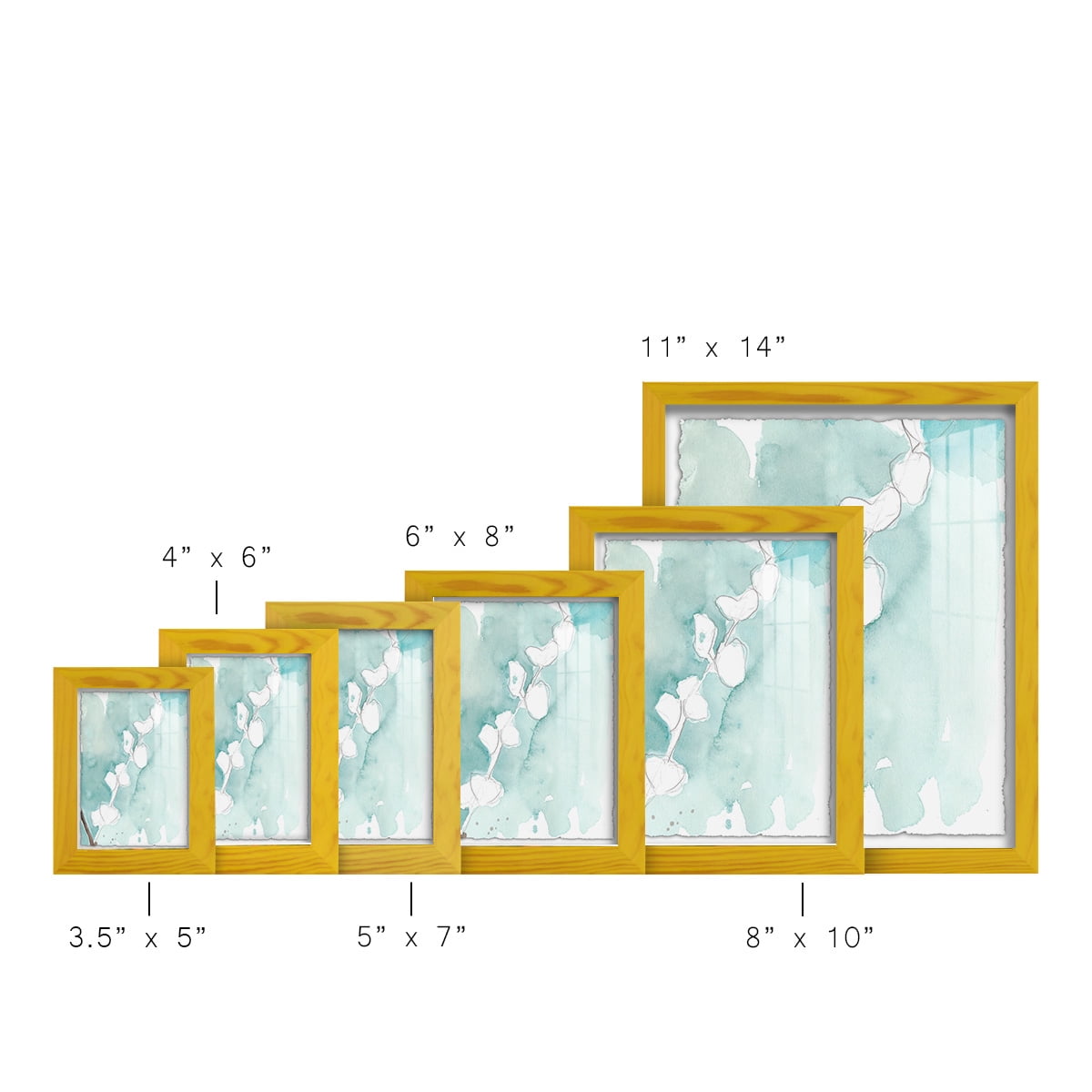 Ginkgo on Dusty Teal V - Framed Print w/glass - Sunflower Yellow