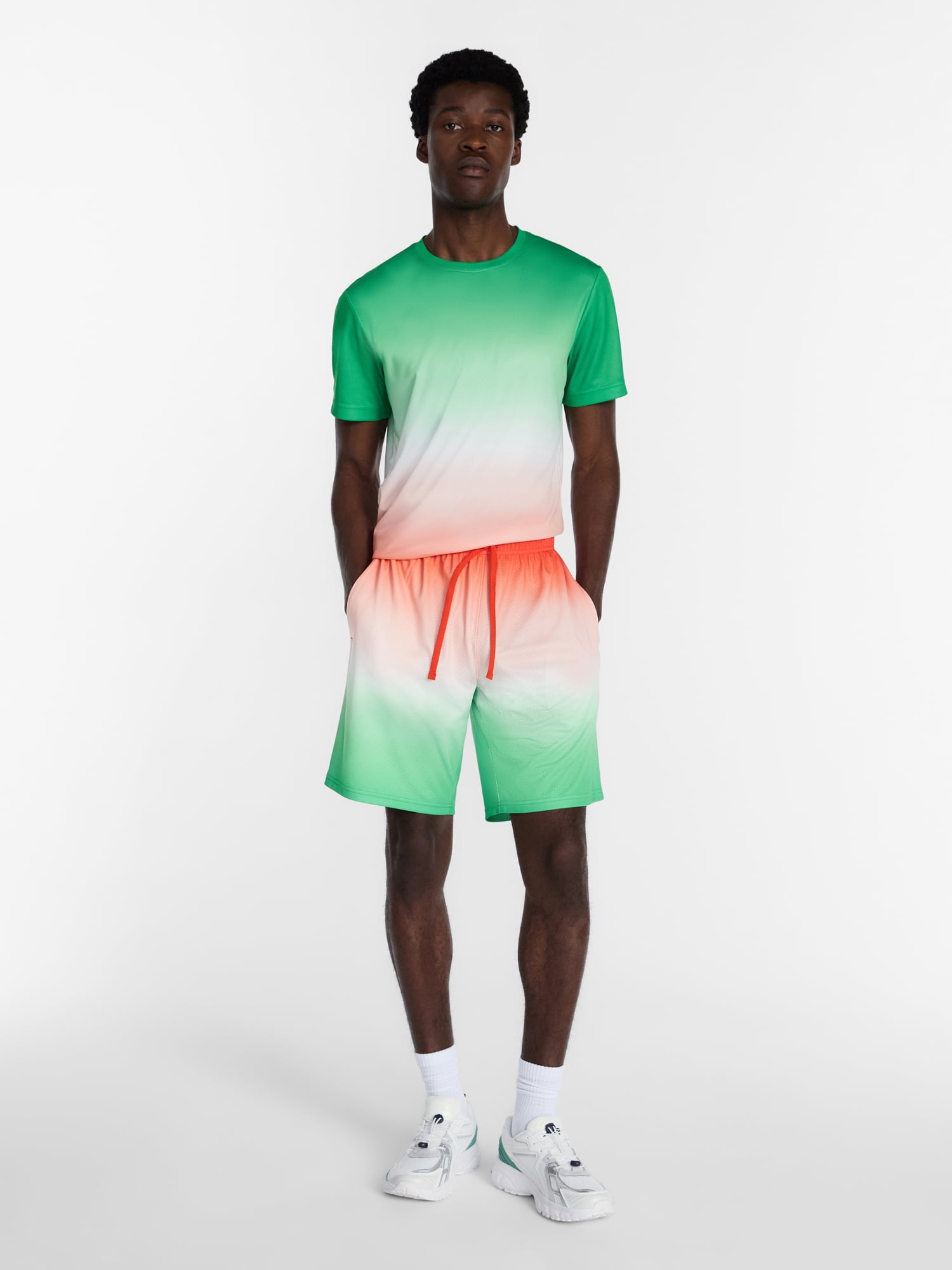 Athletic Works Men's and Big Men's Ombre Mesh Shorts, 7" Inseam, Sizes XS-5XL