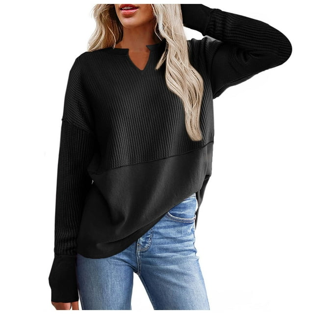 WEAIXIMIUNG Sweatshirt Blankets for Adults Women's Casual Long Sleeve Color Block Oversized Sweatshirt Solid Color Fall Winter Pullover Top