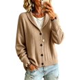 thumbnail image 2 of Women Loose Fit Shawl Collar Cable Knit Cardigan Button Front Long Sleeve Casual Knit Outerwear, XL, 2 of 4