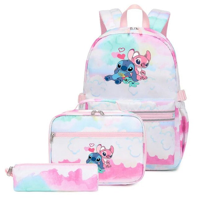 3Pcs/Set Lilo Stitch Backpack Colorful Bag Boys Girls School bags Teenager Student with Lunch Bag Travel Mochilas