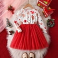 thumbnail image 2 of LIIPEE Girls Dresses Christmas Cartoon Graphic Printed Long Sleeve Round Neck Sequins Tulle Ball Gown Princess Sundress Kids Versatile Casual Daily Party Photoshoot Dress,Red,4Y, 2 of 6