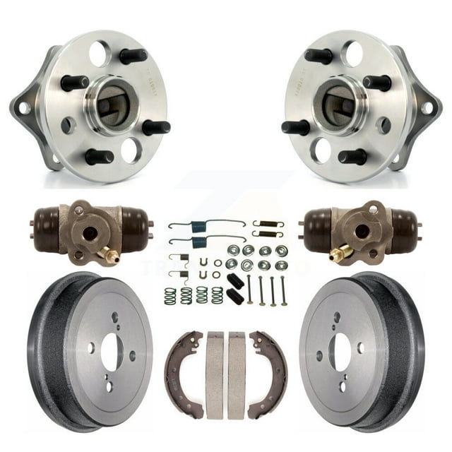 Transit Auto Rear Wheel Cylinders and Drum & Shoes Hardware Hub Bearing Assembly Kit (8Pc) for Car 2002 Toyota Corolla Non-ABS From 04 02 - Left Right Side (Driver Passenger) K7D-101052