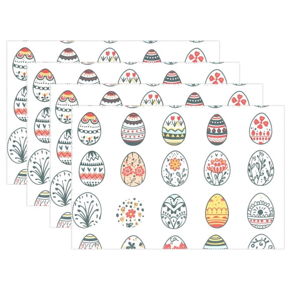 Full Easter Eggs 12×18 inch Placemats Heat Resistant Washable Foldable Rectangular Placemats Set Decoration Indoor Outdoor for Kitchen Dining Table 1PC
