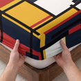 thumbnail image 3 of King Size Fitted Sheet Set - Yellow Red Blue Geometric 3 Piece Bedding Sets 16" Deep Pocket Fitted Sheet with 2 Pillowcases, Modern Color Block Abstract Art Brushed Microfiber Hotel Luxury Bed Sheets, 3 of 9