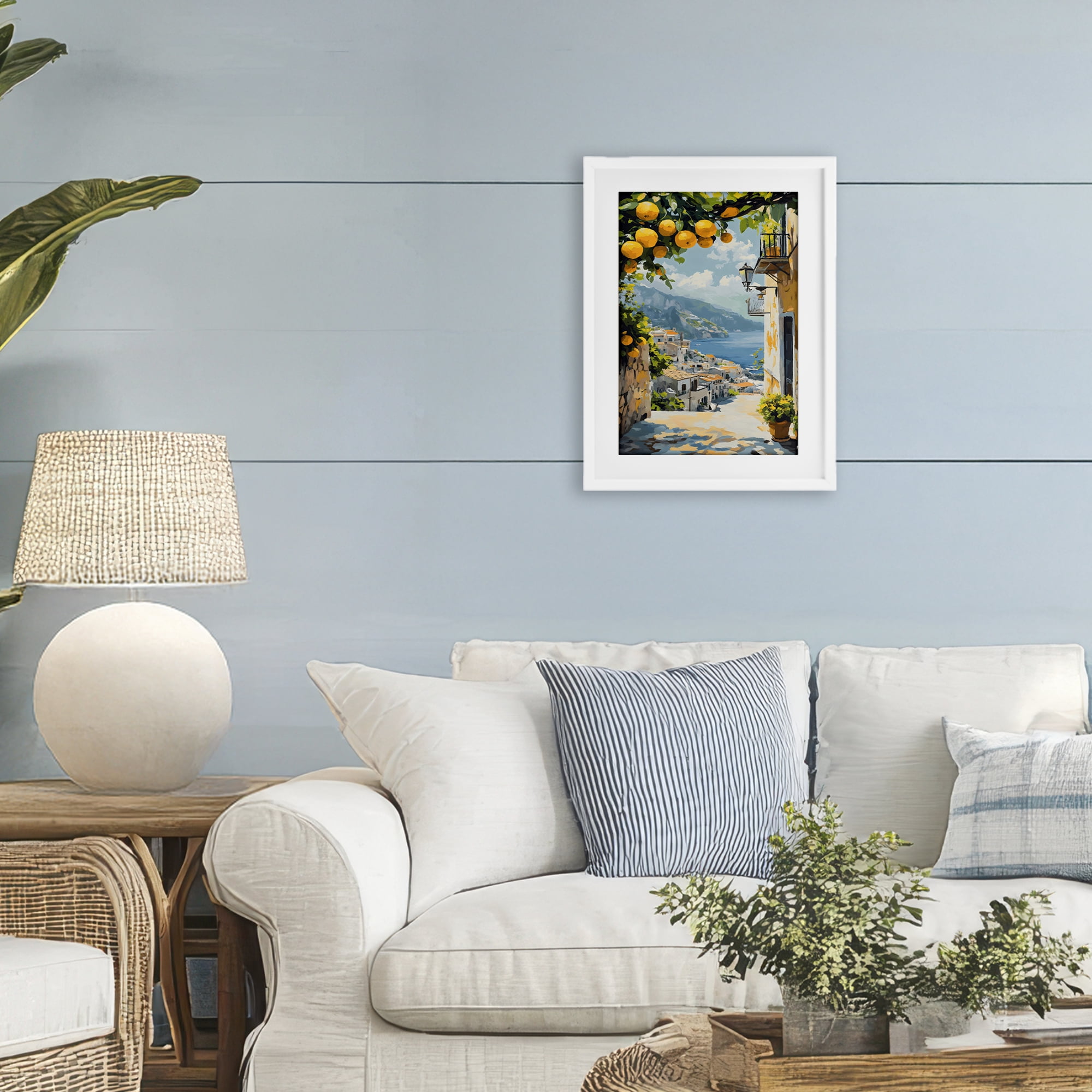 Stupell Industries Lemon Tree Overlooking Coast White Framed Print Under Glass, design by Creative Studio