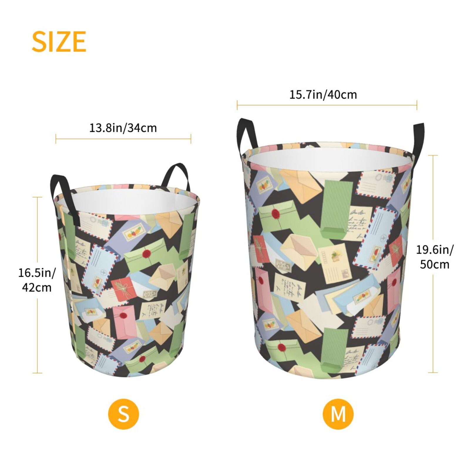 Large Laundry Basket with Handles - color envelope Pattern Kids Baby Dirty Clothes Laundry Hamper for Bedroom Aesthetic