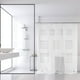 thumbnail image 1 of Cortina de ducha 180x180cm EVA | Mampara impermeable del baño | Diseño estampado en blanco, rellenos reforzados, dobladillo lastrada | Sin Drill | Incluye Hooks | Resistente al desvanecimiento, 1 of 6