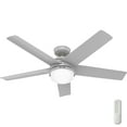 thumbnail image 3 of Hunter - Yuma Indoor/Outdoor Ceiling Fan With Light, Remote, 52-inch, Dove Grey, Casual-style, 4-speed WhisperWind Motor, 51453, for porches, patios, sunrooms, bathrooms, 3 of 14
