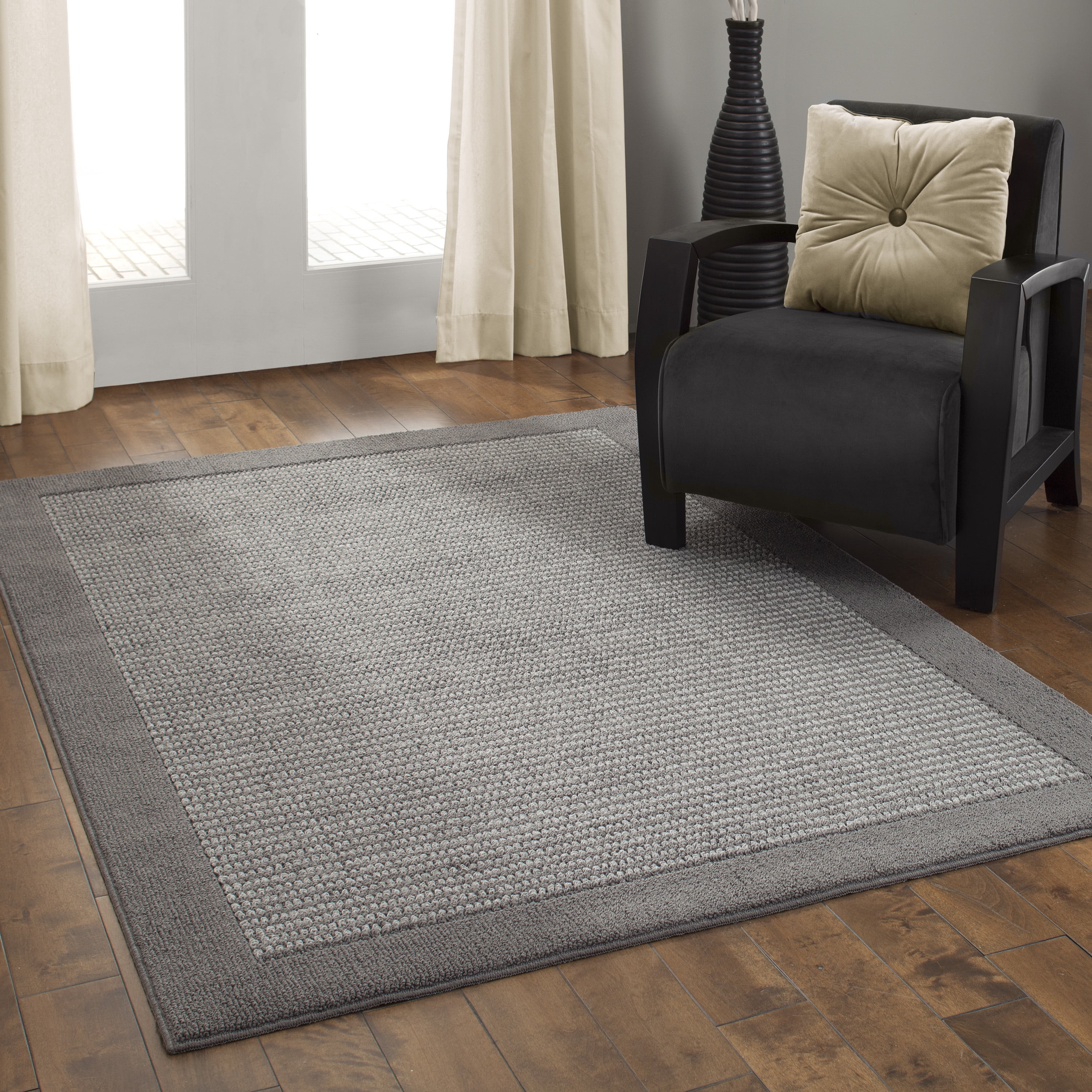Mainstays Machine Washable Faux Sisal Area Rug, Gray, 1'8" x 2'10"