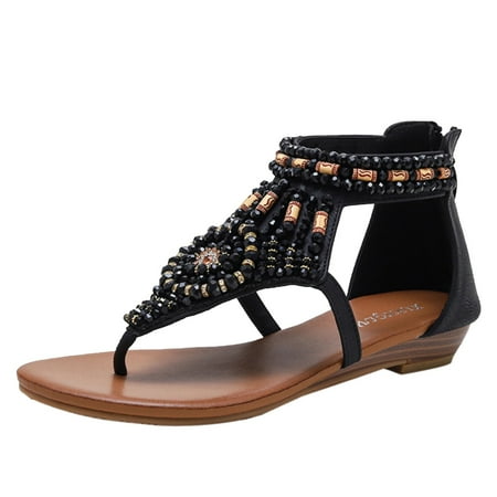 

Gzea Dressy Sandals Women Shoes Wedges Sandals Platform Casual Roman Women Sandals Fashion Shoes Black 41