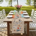 thumbnail image 4 of Nautical Coastal Animals Table Runner, Vintage Ocean Marine Life Brown Cotton Linen Table Runners 120 Inches Long, Dresser Scarf Runner for Dining/Living Room/Kitchen/Square Tables 13''x120'', 4 of 9