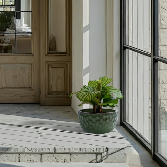 MAYEERTY 3 Pack Ceramic Planter Pot, Planter for Indoor Outdoor Patio, Garden, Antique Green