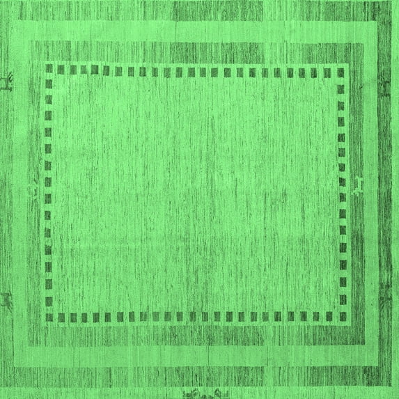 Ahgly Company Indoor Square Abstract Emerald Green Modern Area Rugs, 5' Square