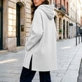 thumbnail image 6 of Asxite Women Fall Winter Tops Round Neck Long Sleeve Hooded Drawstring Side Slit Pocket Loose Pullover Solid Shirts, 6 of 7