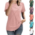 thumbnail image 1 of Conjuntos de maestra/o,Camiseta informal para mujer, manga corta, cuello redondo, tejido de imitación de rejilla, cómoda para uso diario y uso doméstico, sopatenor, 1 of 8