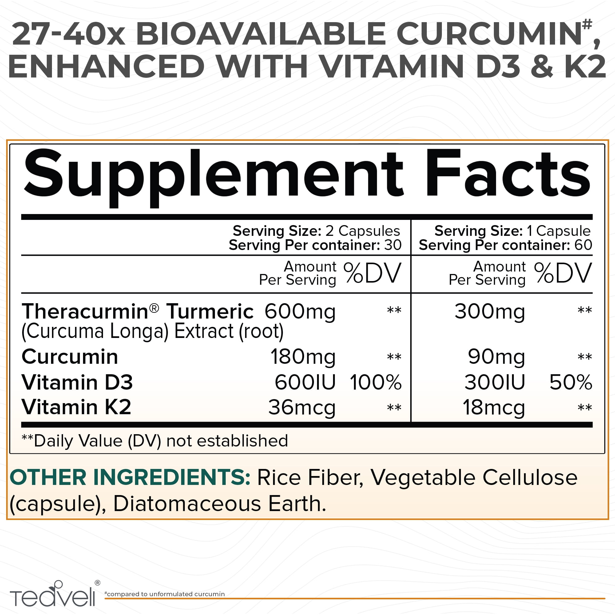 Premium Theracurmin Supplement with Vitamin D3 and K2 – Turmeric Curcumin Supplement for Joint Health and Heart Health Support- 60 Capsules (30 Servings)