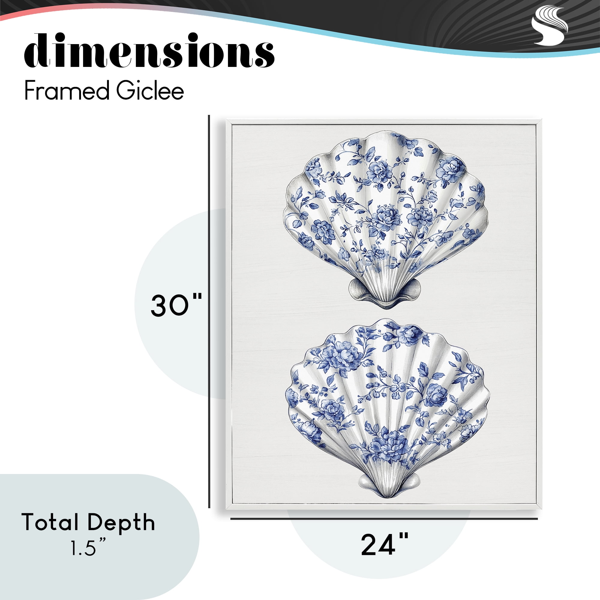 Delicate Toile Seashells White Framed Giclee Art, design by Lettered and Lined