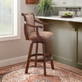 thumbnail image 2 of Linon Brandon 30" Mid Back Indoor Upholstered Bar Stool with Arms and Swivel, Light Warm Cherry/Light Brown, 2 of 11