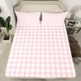 thumbnail image 2 of Homewish Pink Plaid Twin Sheet Sets 3pcs, Geometric Buffalo Grid Twin Fitted Sheet, Cute Checkered Flat Sheet, Breathable Home Decor, 2 of 7