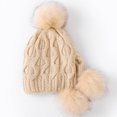 thumbnail image 2 of Bonnet à Rabat pour Femmes avec Pompon, Bonnet Épais et Chaud, Bonnet Tricoté pour l'Hiver, 2 of 10