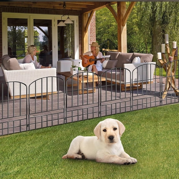 Animal Barrier Garden Fence,15 Pack Black 12''L x 25" H no dig Fence, Underground dig Protection for Dog Rabbits Rustproof Metal Wire Panel Border, 15 ft Ground Stakes for Outdoor Patio