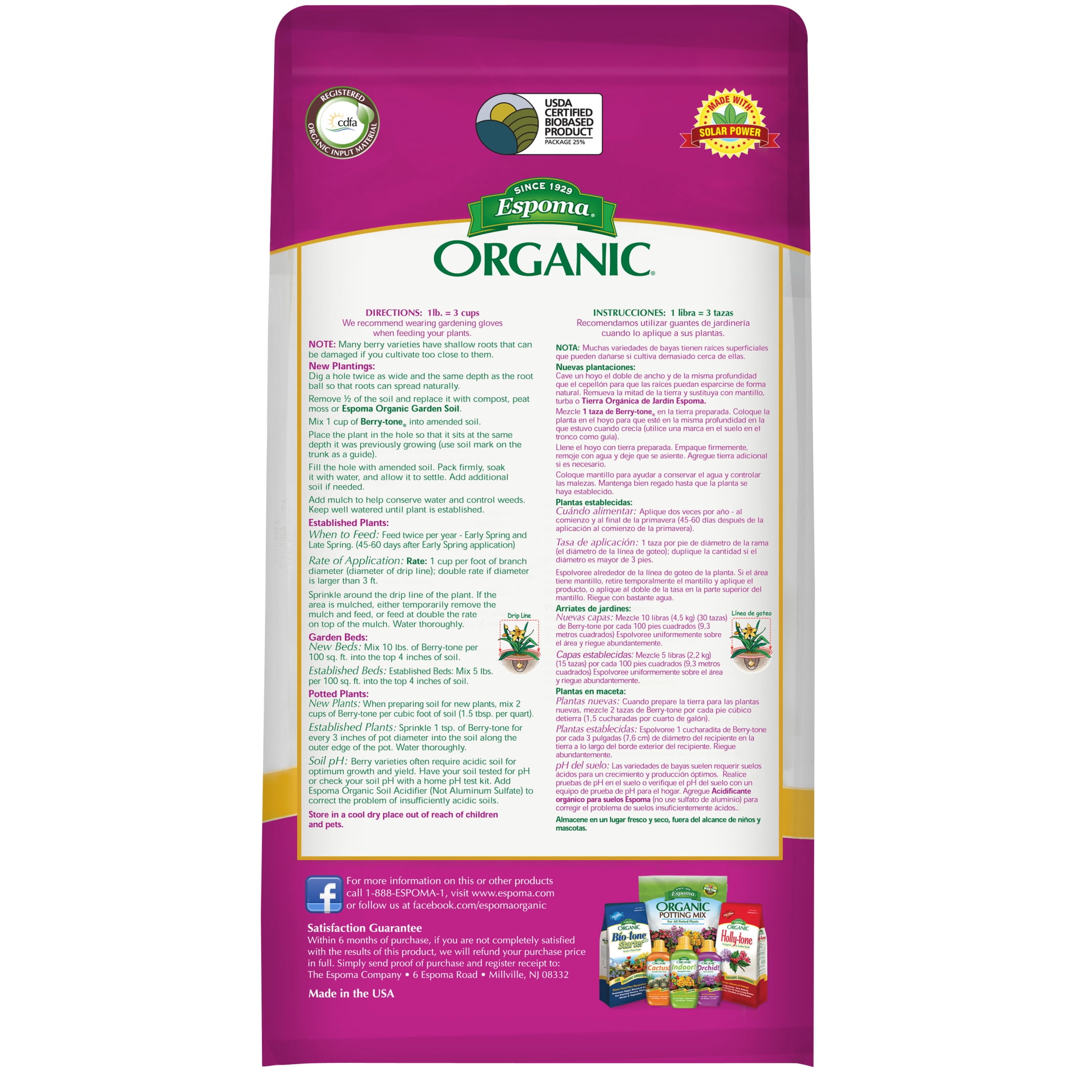 Espoma Berry Tone Natural & Organic Plant Food 4 lbs for Blueberries & Raspberries