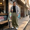 thumbnail image 5 of Evdexr Baggy Sweatpants Mens Wide Leg Drawstring Pants with Pockets Winter Fall Hiking Lounge Trousers Loose Fit Open Bottom Elastic Waist Sweat Pants XL, 5 of 9