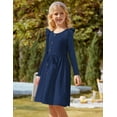 thumbnail image 4 of Arshiner Girls Navy Dress Casual Midi Solid Dress Flutter Sleeve Holiday Sundresses for Summer, 4 of 7