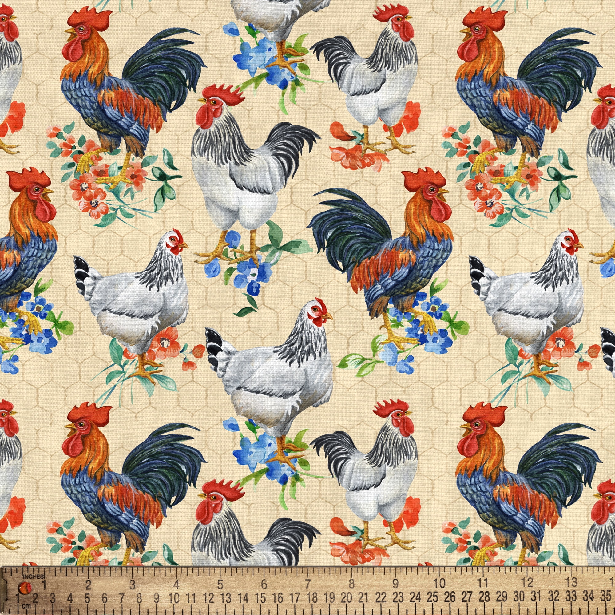 (2 pack) Half-Yard 100% Cotton Raise Chickens, Multi-color, 44" Wide for Quilting & Sewing by David Textiles