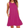 thumbnail image 1 of B91xZ Robes Longues pour Femmes Grande Taille Col Montant Sans Manches Taille Haute Robe Décontractée à Volants, Rose Vif TG, 1 of 4